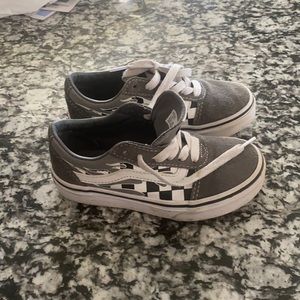 Gray checkered flame Vans